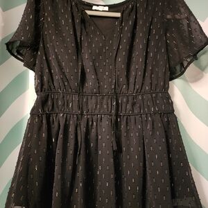 Maurices Chic Black Blouse with Gold Accents